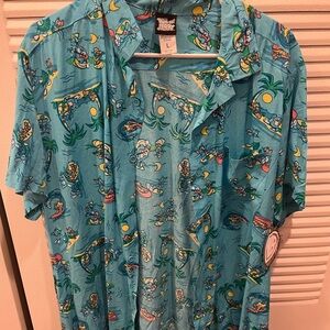 Tom & Jerry Tropical Print Camp Shirt - Teal